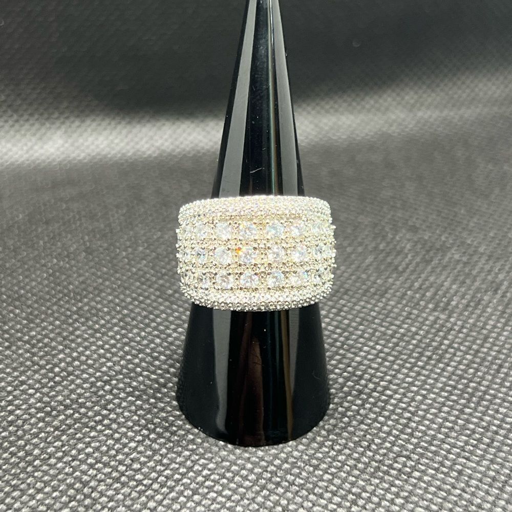 Sterling Silver 925 Pave Zirconium Statement Ring - Picture 13 of 14